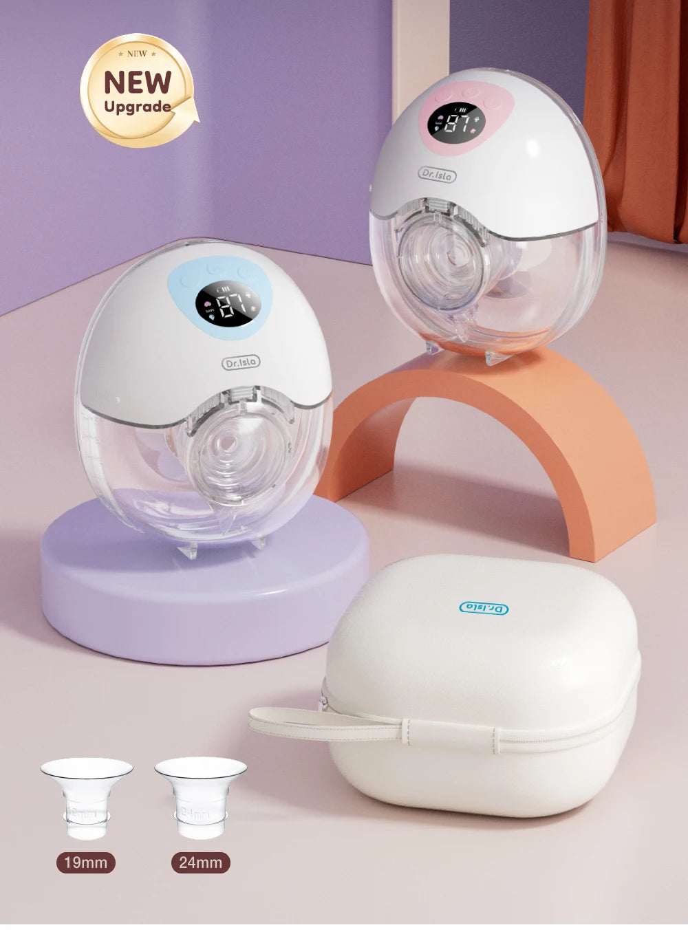 Dr.isla Wearable Electric Breast Pump 4 Modes 36 Suction Levels Hands Free Breast Pumps Milk Collector with 19/24mm Flange